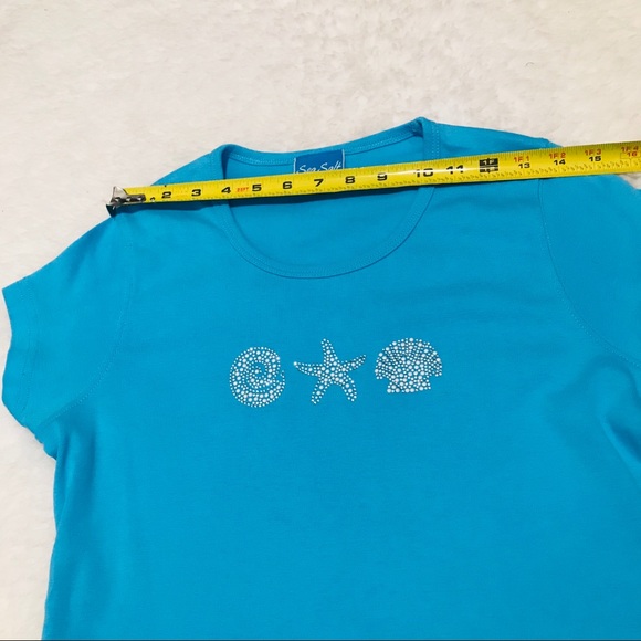 NWOT Sea Salt Women’s Top w/ beads/rhinestones szS - Picture 5 of 8
